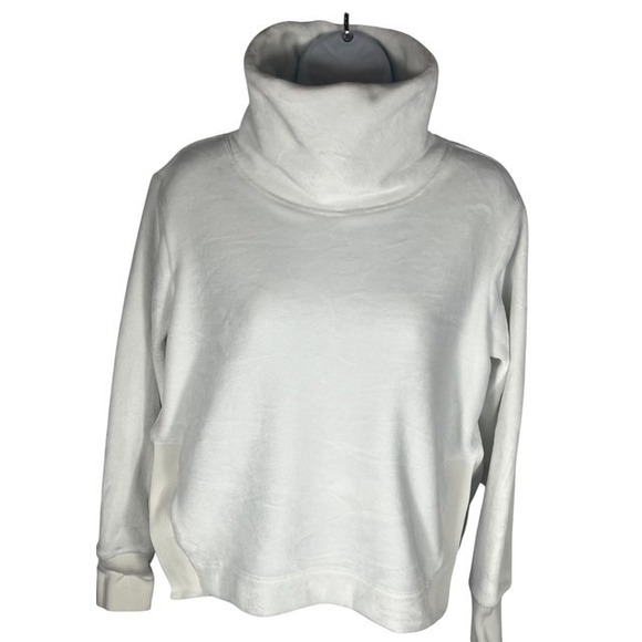 ATHLETA Womens Sz XS White Turtleneck Fleece Sweatshirt Side Slits Soft-1550 - Picture 4 of 7